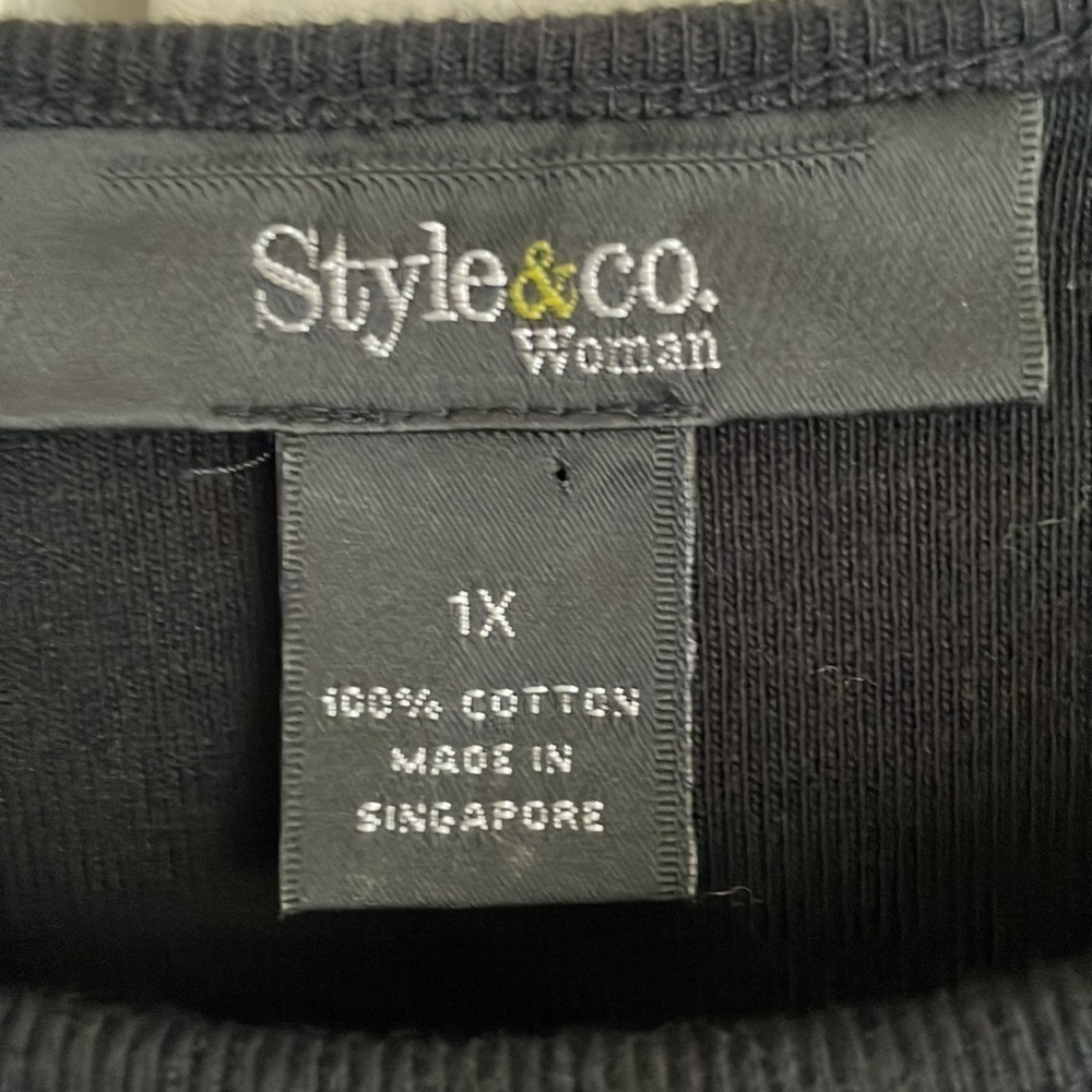STYLE & CO. WOMAN 100% COTTON BLACK SLEEVELESS TOP SIZE 1X - Picture 3 of 3